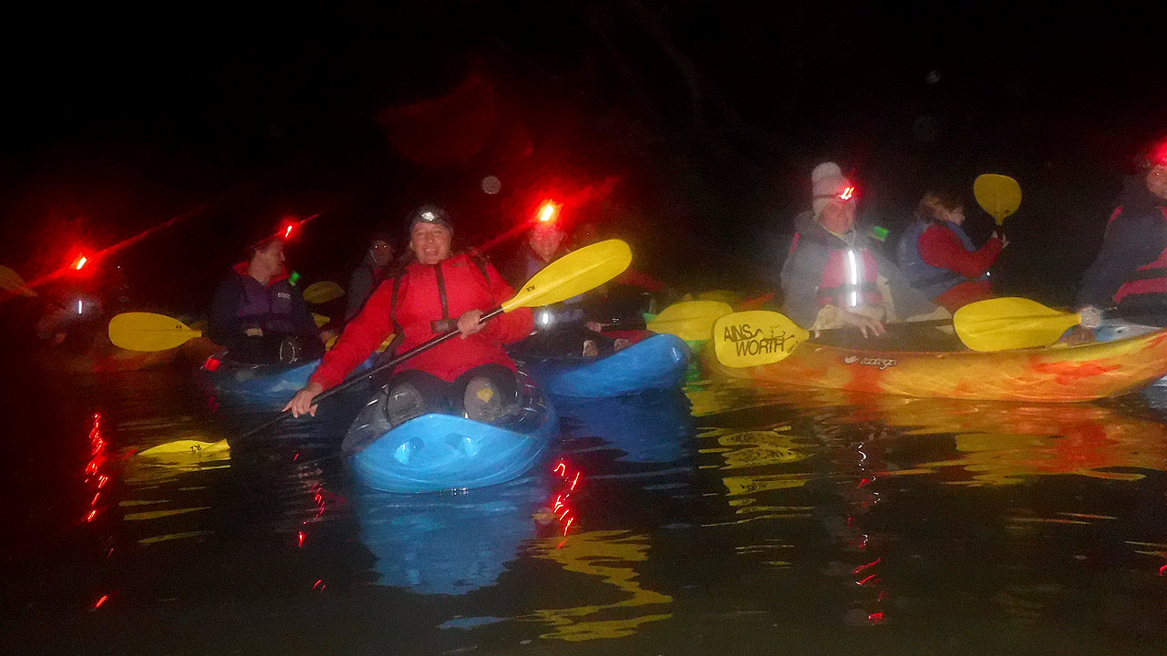 night kayaking river trip