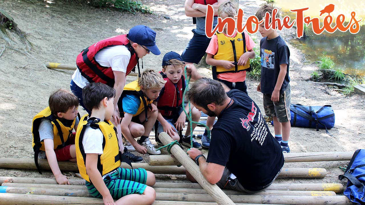 kids raft building into the trees festival