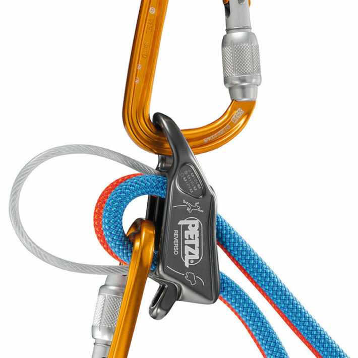 Petzl Reverso belay device in use