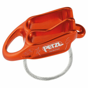 Petzl Reverso belay device in red