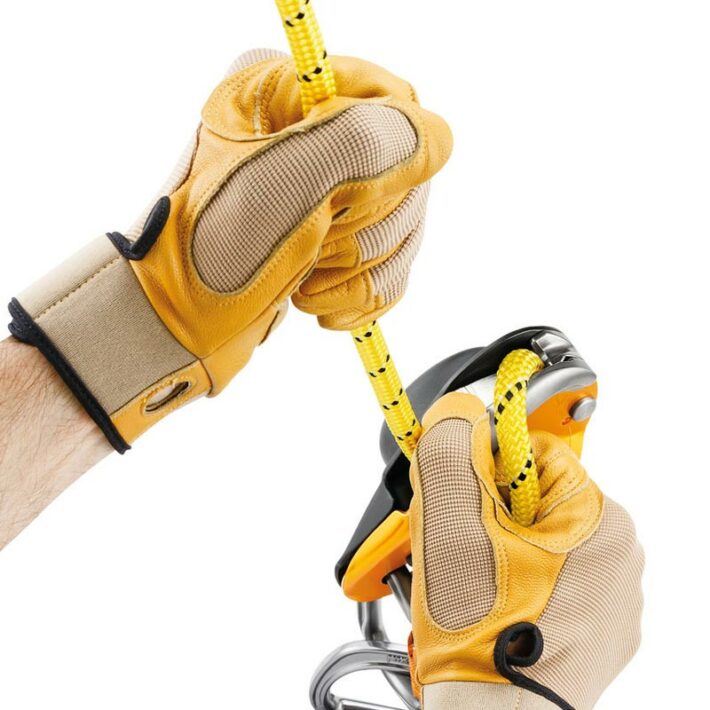 Petzl Rig Descender Device Yellow - in use