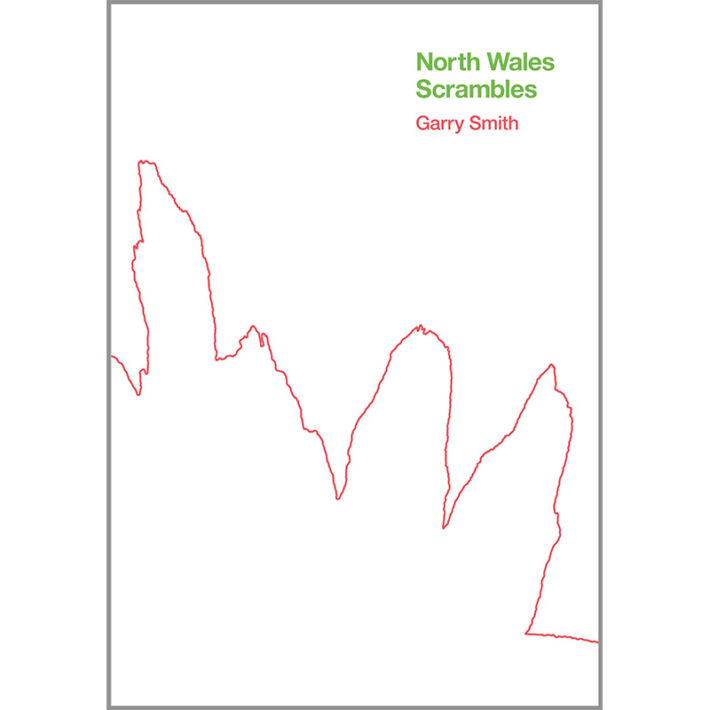 North Wales Scrambles Guidebook White with Red line drawing of rock