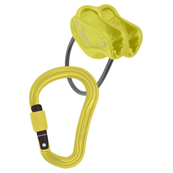 DMM Mantis Belay Device and Shadow HMS Carabiner set in Lime