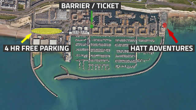 Map of how to find Hatt Adventures in Brighton Marina