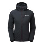 Montane Womens Fireball Jacket in Black colour. No model. Front Image.