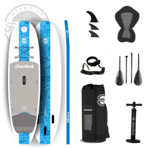 AirStick 10’6 inflatable paddle board SUP package in blue from FatStick
