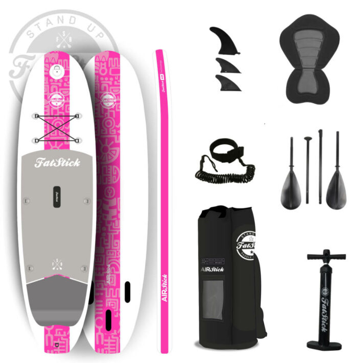 AirStick 10’6 inflatable paddle board SUP package in pink from FatStick