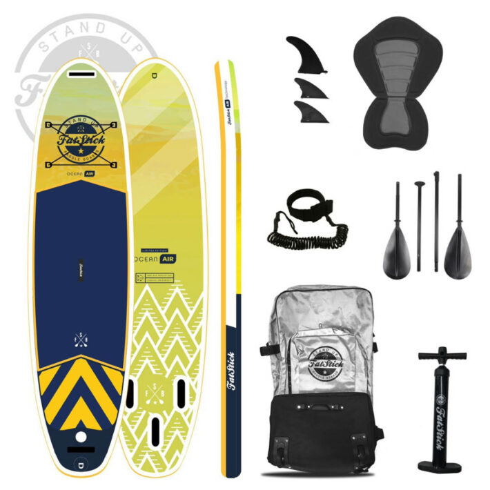 Pure Art 10’6 inflatable paddle board SUP package in yellow from FatStick