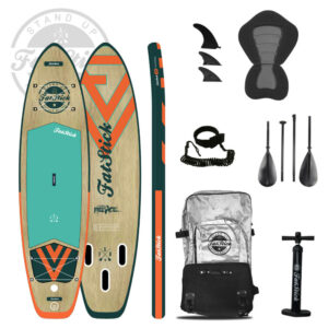 Wooden Menace 11’2 inflatable paddle board from Fatstick