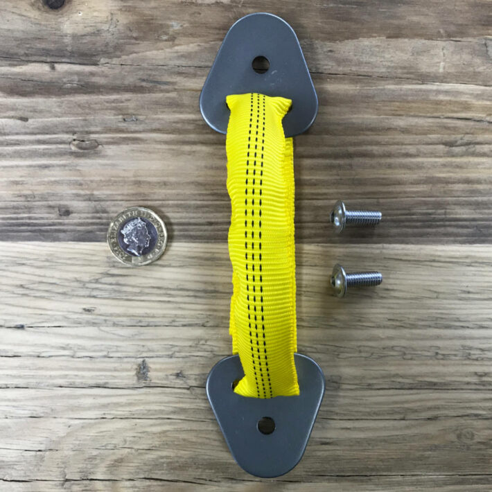 Connect webbing handle with fittings for Pyranha kayak