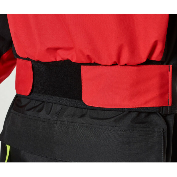 Red and Black horizon drysuit. Adjustment straps image.