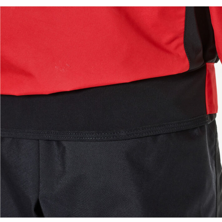 Red and Black horizon drysuit. Close-up of the waist adjustment image.