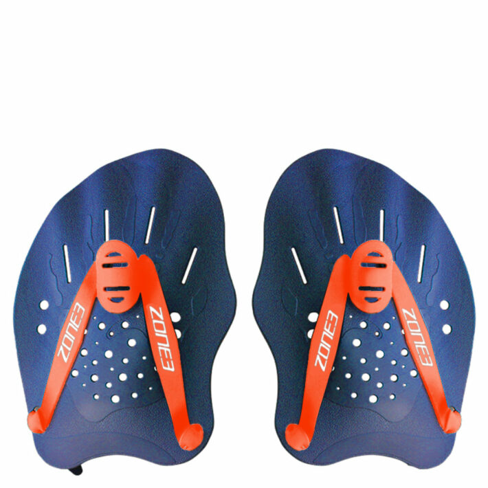 Ergo Swim Hand Paddles, Colour: Blue with Orange and White Detailing, Front Facing Image