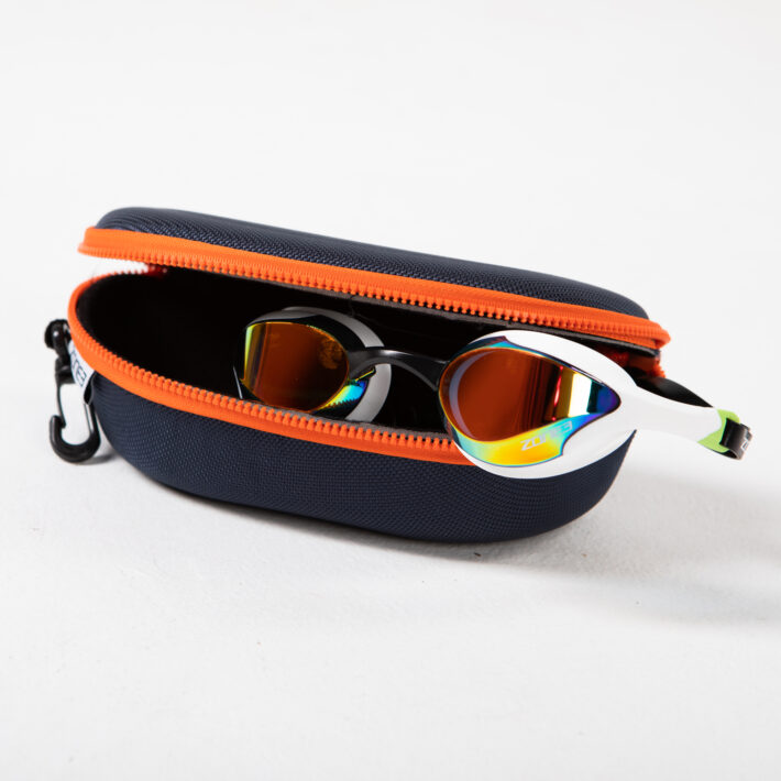 Safety Goggles Protective Case, Colour: Black with Orange Zip, Front facing image