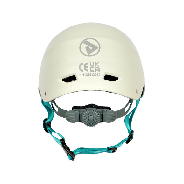 peak freeride helmet in white. Rear view.