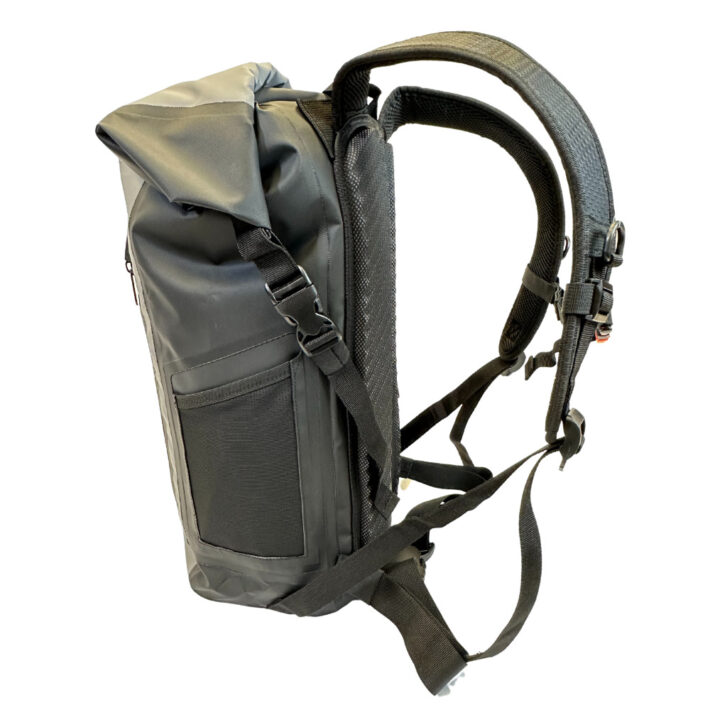 yak 30l dry bag back pack, grey, image showing bags front facing left