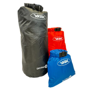 Yak lightweight Dry Bag Set, Yak lightweight Dry Bag Set, 10L, 5L, 2L, blue, red, grey, all inflated and placed side by side
