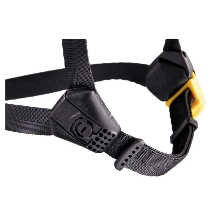 Petzl Strato, Colour Yellow, Photo Showing chin strap system