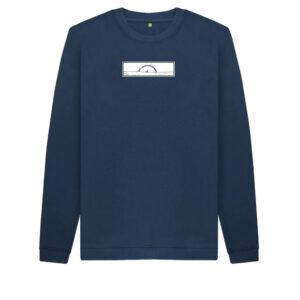 The front view of the Navy Blue Sunset Portal Sweater
