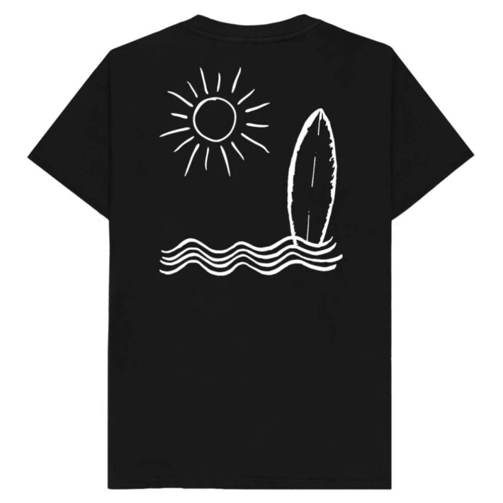 A plain rear view of the Reverse Happy Sea Club Tee in black