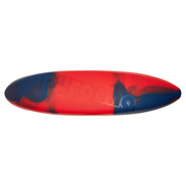 A photo of the Pyranha Mechno Kayak in Rosella Red showing the hull