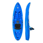 A beautiful blue coloured Islander Kayak Koa S Sport Kayak. On the left, we've got a top down view. The right offers a side profile.